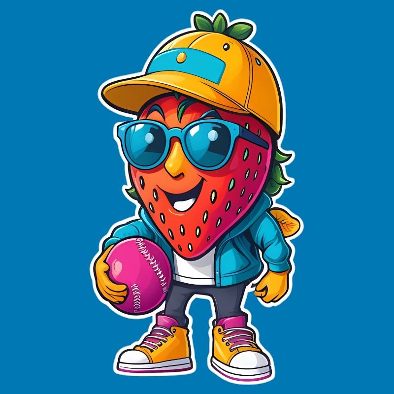 Erdbeer Baseballheld mit Sonnenbrille