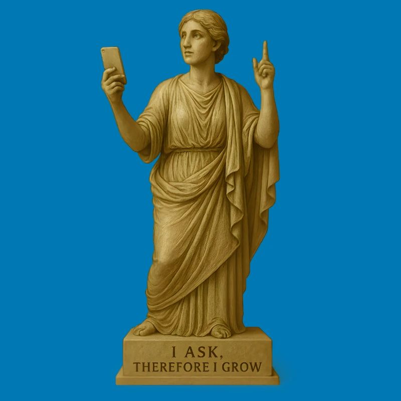 Ancient Philosopher Statue with Message