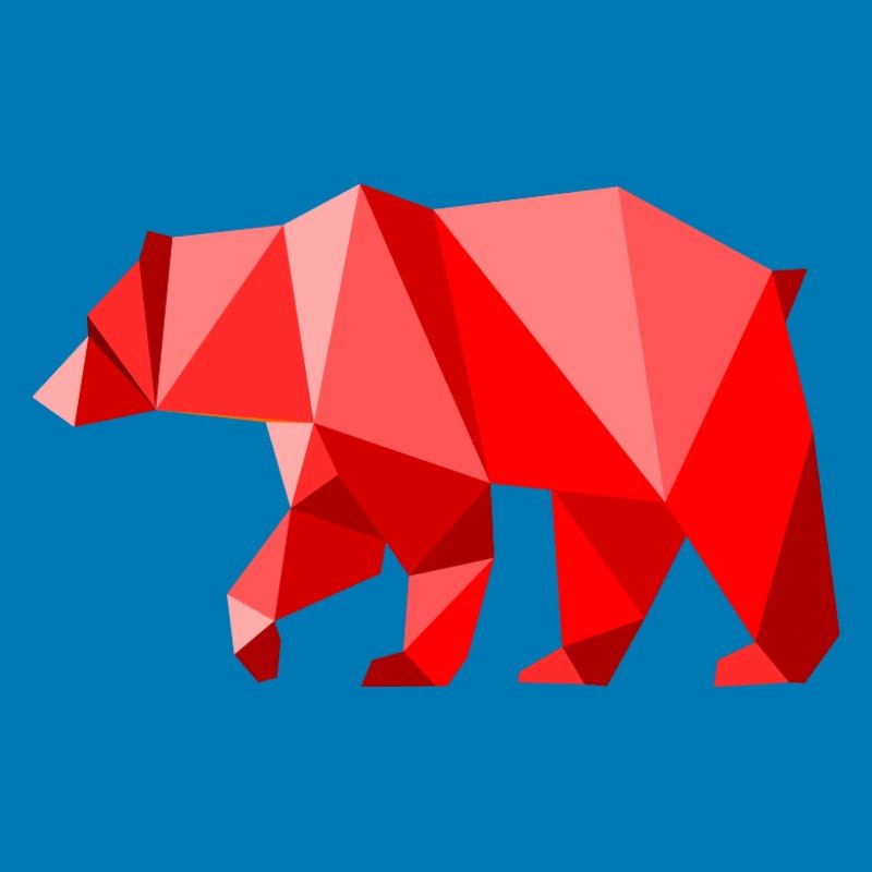 Roter Lowpoly-Bär