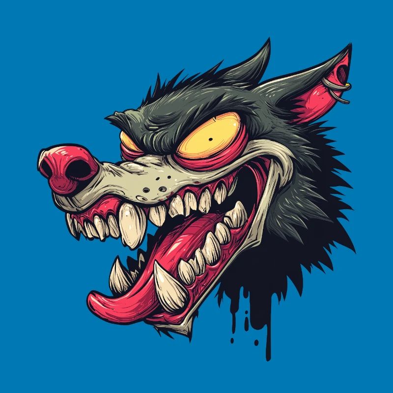 Ferocious Graffiti Wolf Head