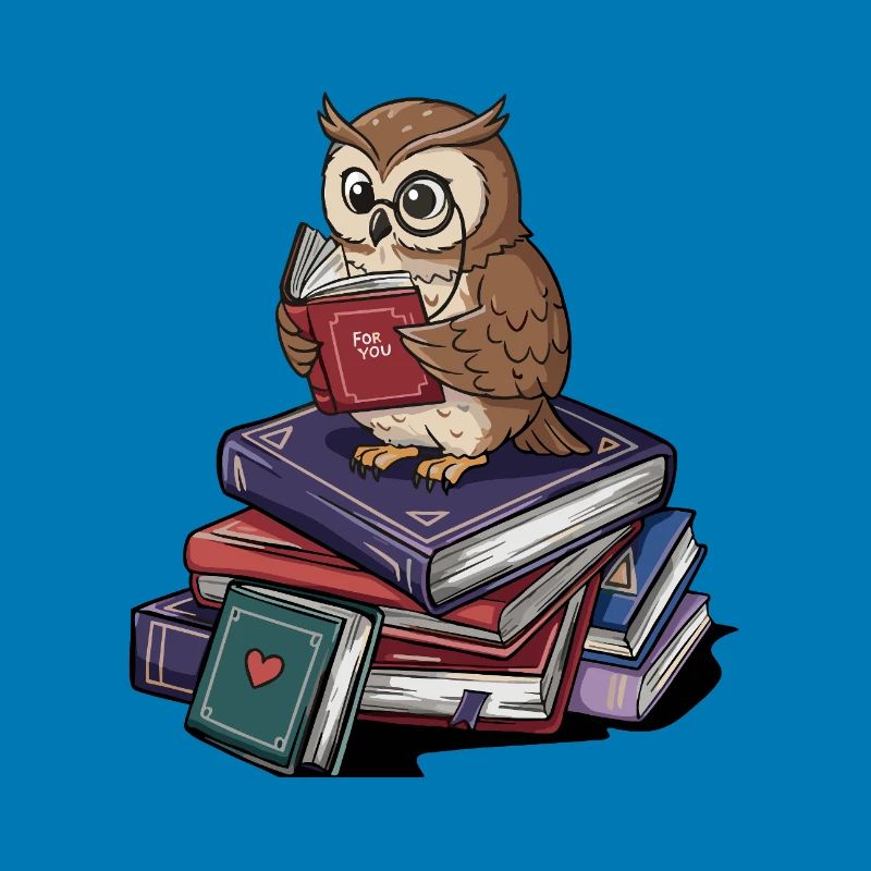 Bücherwurm-Eule-Vogel liest Bücher Kunst