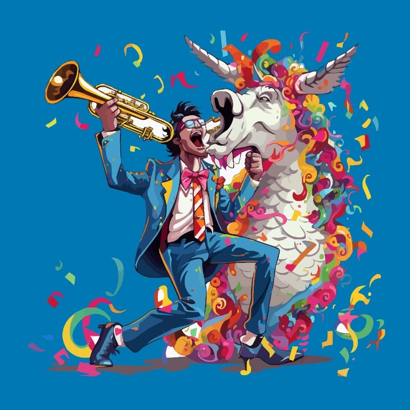Trompeter und Regenbogen-Einhorn