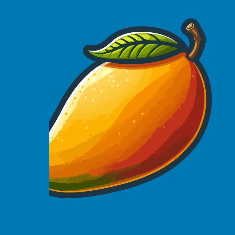 Bunte Mango mit grünem Blatt