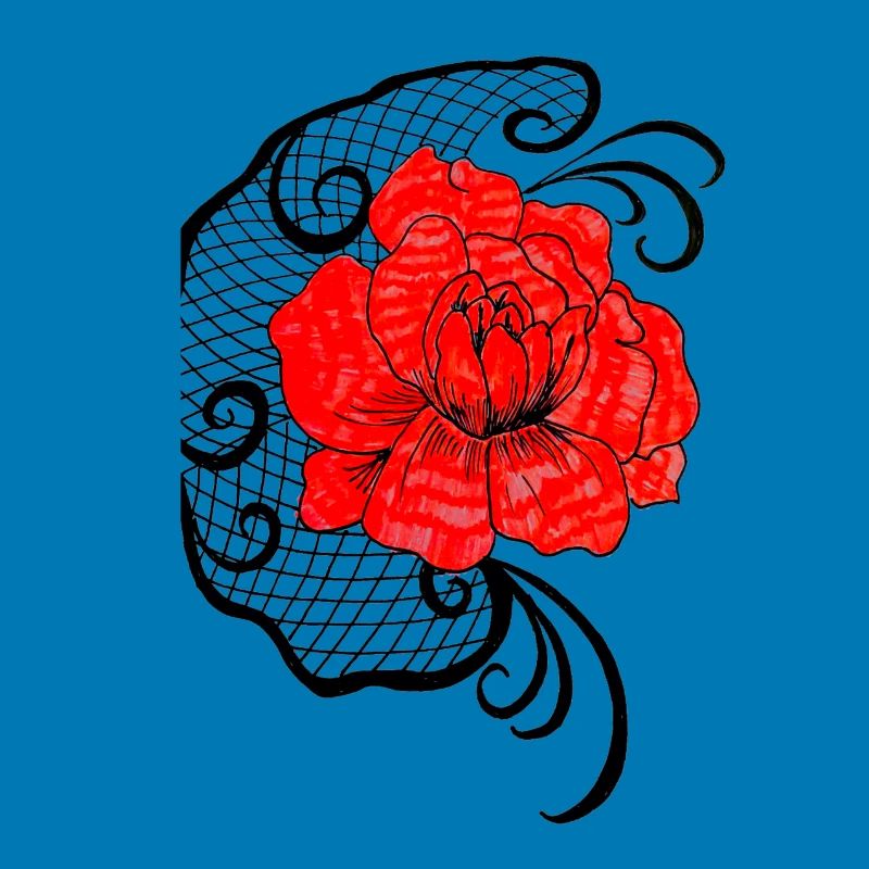 Rote Blume im Netzmuster