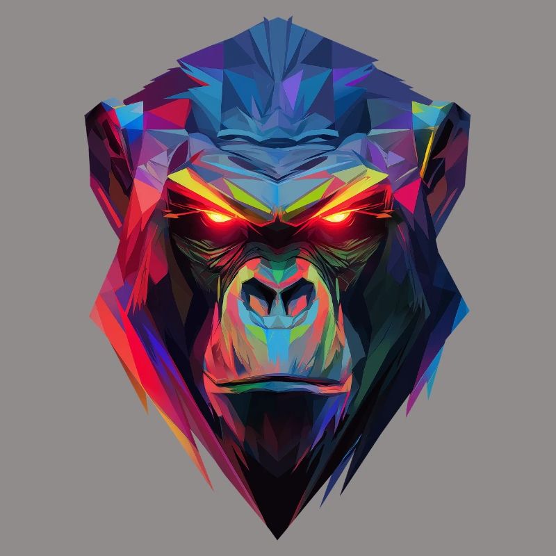 Geometrischer Neon-Gorilla