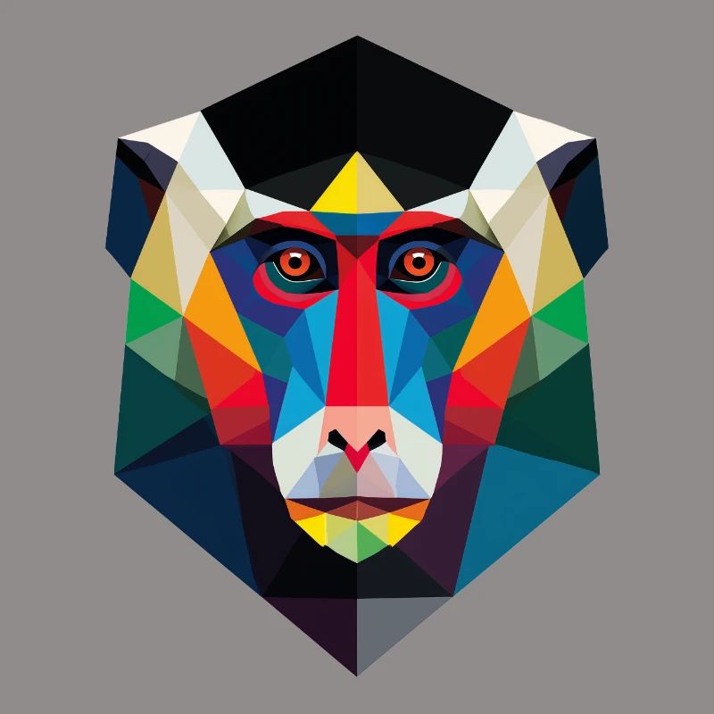 Geometric Monkey Head Art Print