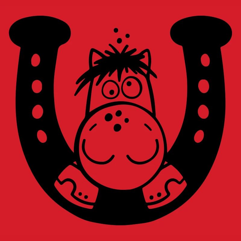 Pferd auf Hufeisen