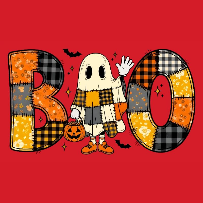 Fantôme Halloween Patchwork Boo