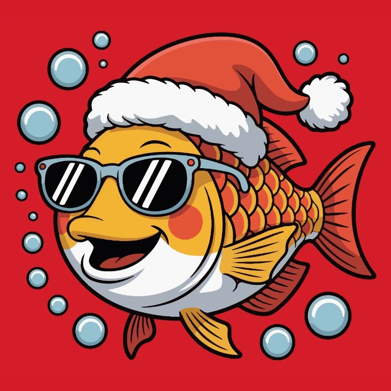Christmas fish with sunglasses