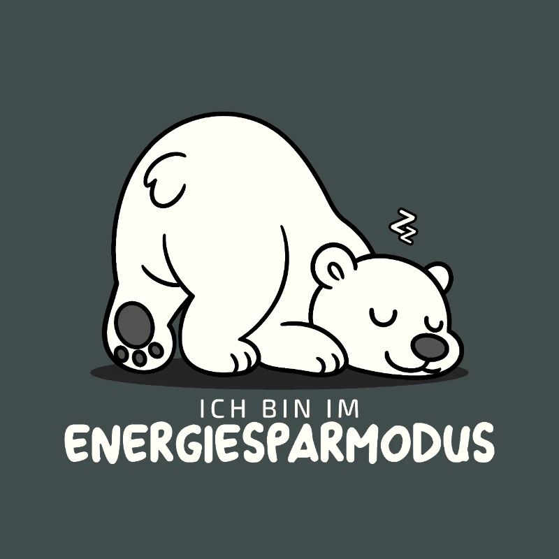 Cute sleeping polar bear in energy saving mode