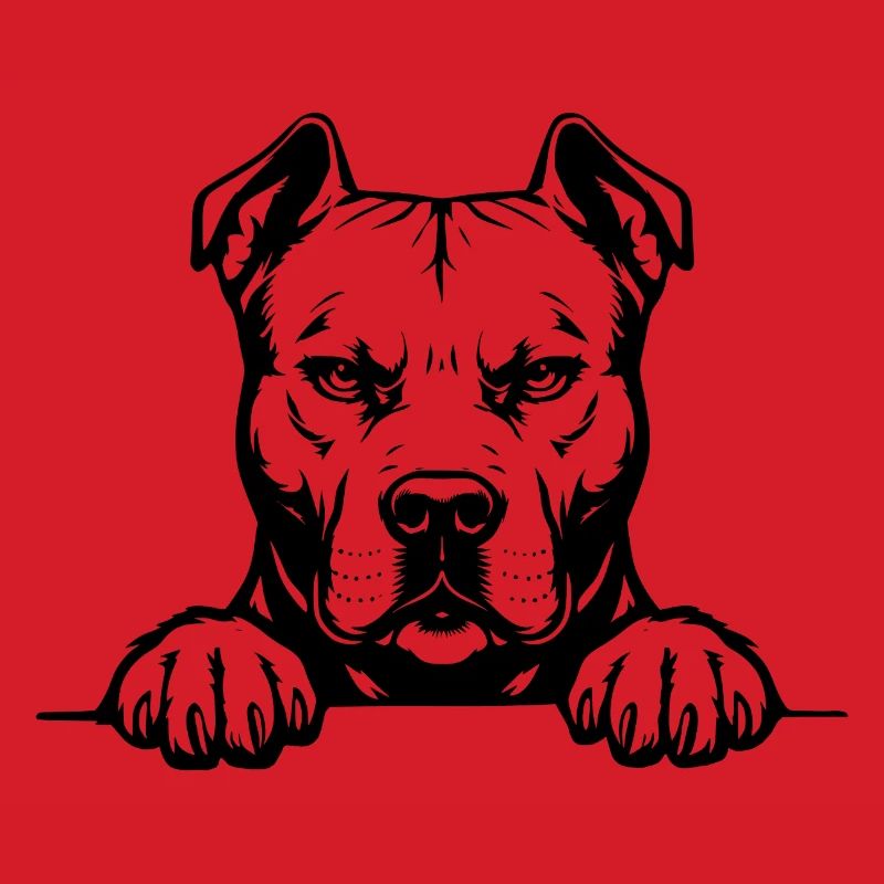 Pitbull Head with Paws