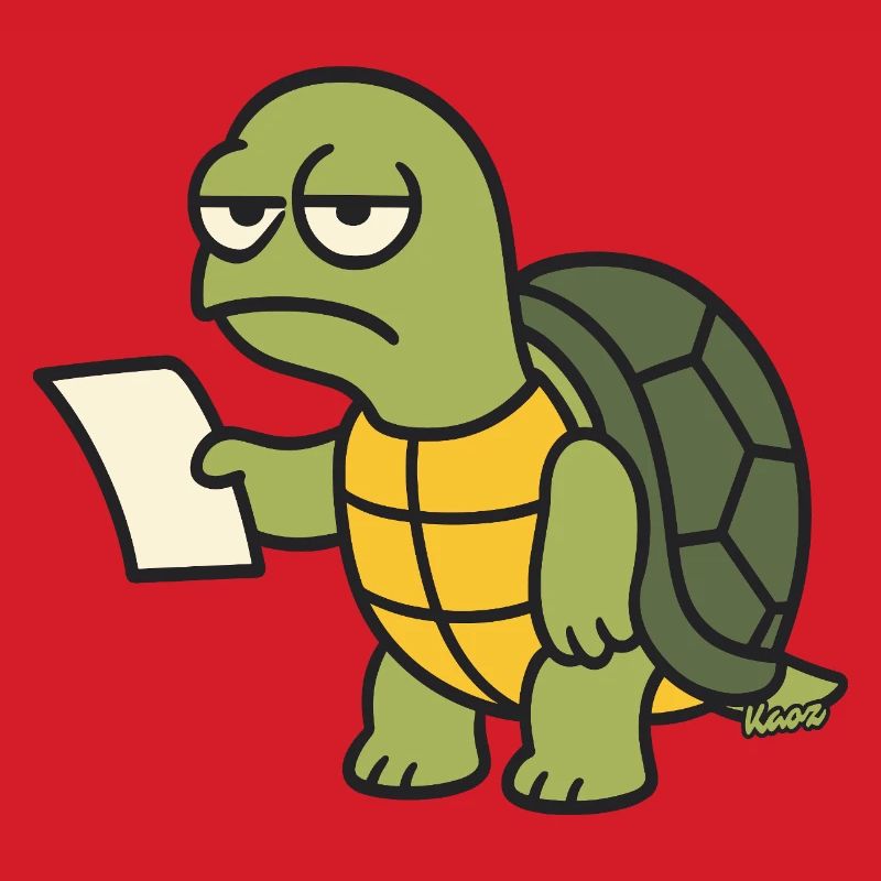 Langsame Schildkröte mit Papier