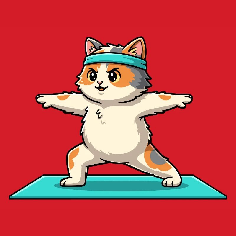 Yoga Cat Kitten Doing Warrior Pose Art