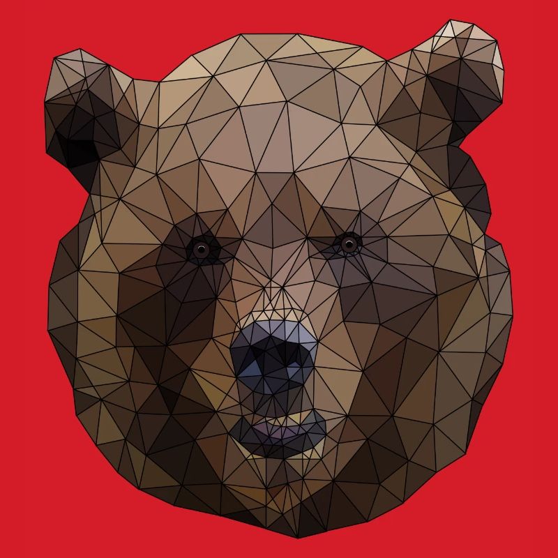 Polygonal Brown Bear Triangular Low Poly Art