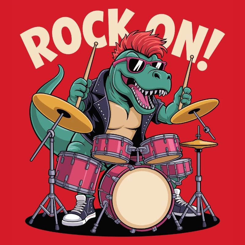 Punk Rock T-Rex Dinosaur Drummer - Percussion