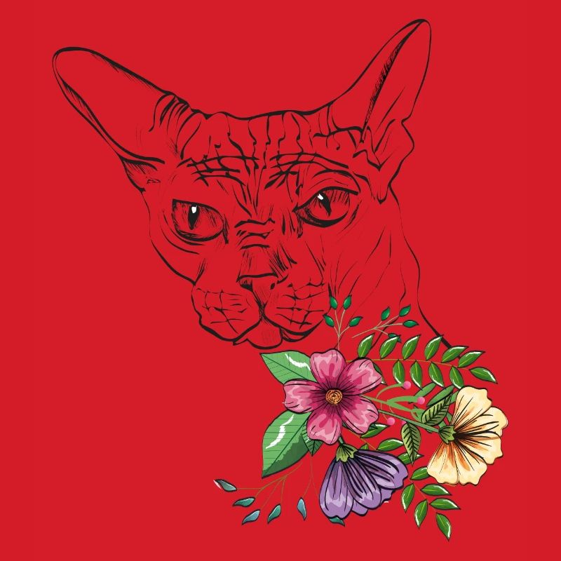 Katze mit Blumen