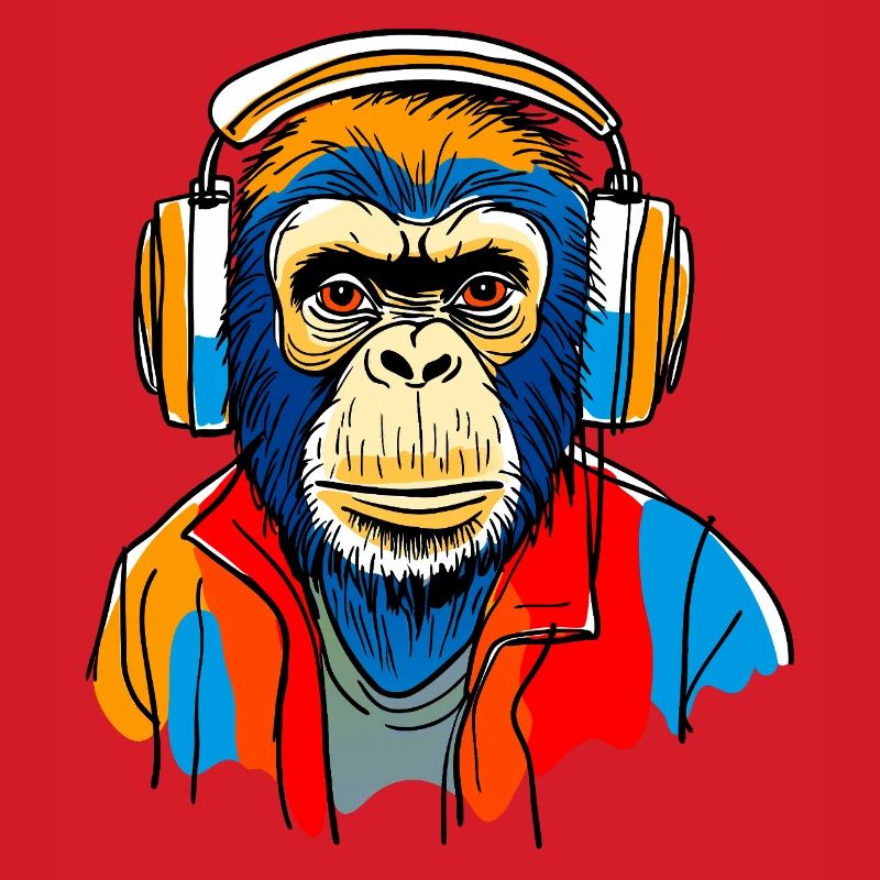 Monkey with headphones