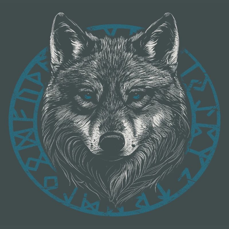 Wikinger Wolf mit Runen