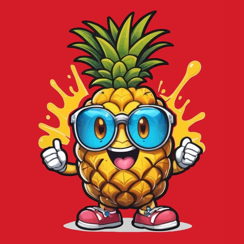 Funny pineapple with glasses