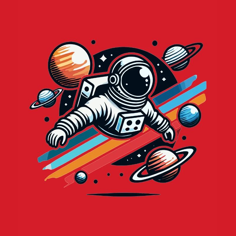 Rétro astronaute aventure spatiale planète