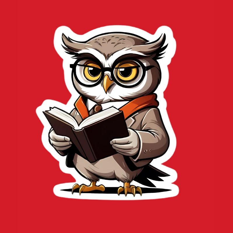 Eule mit Brille und Buch