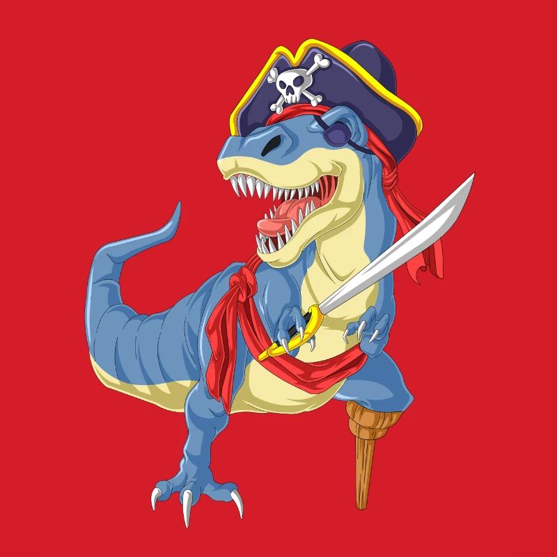 Pirate T-Rex Dinosaur Funny Tee