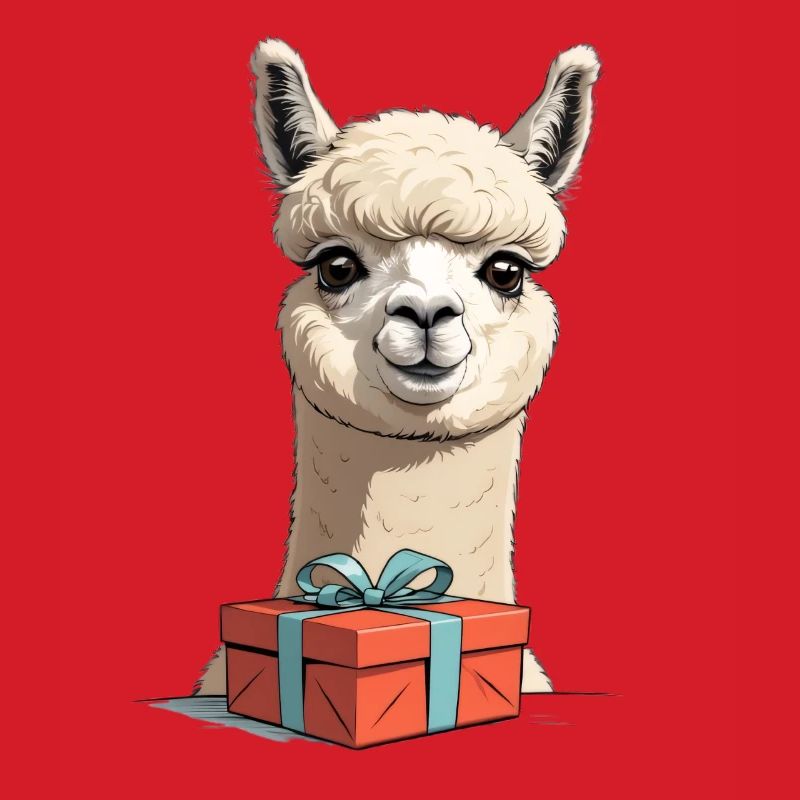 Alpaka mit Geschenk