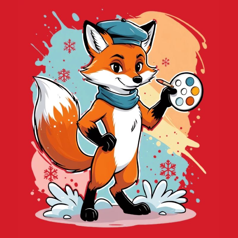 Fuchs Künstler mit Farbpalette