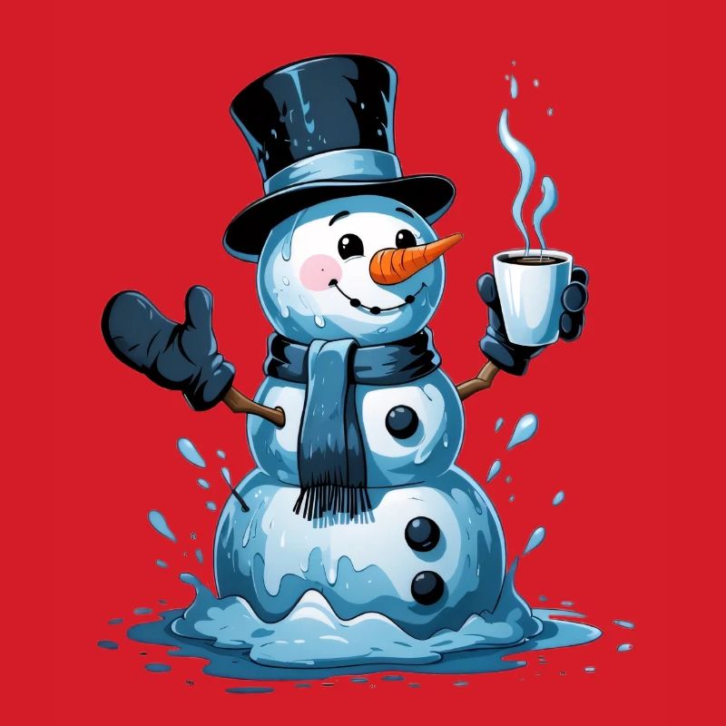 Snowman with steaming mug