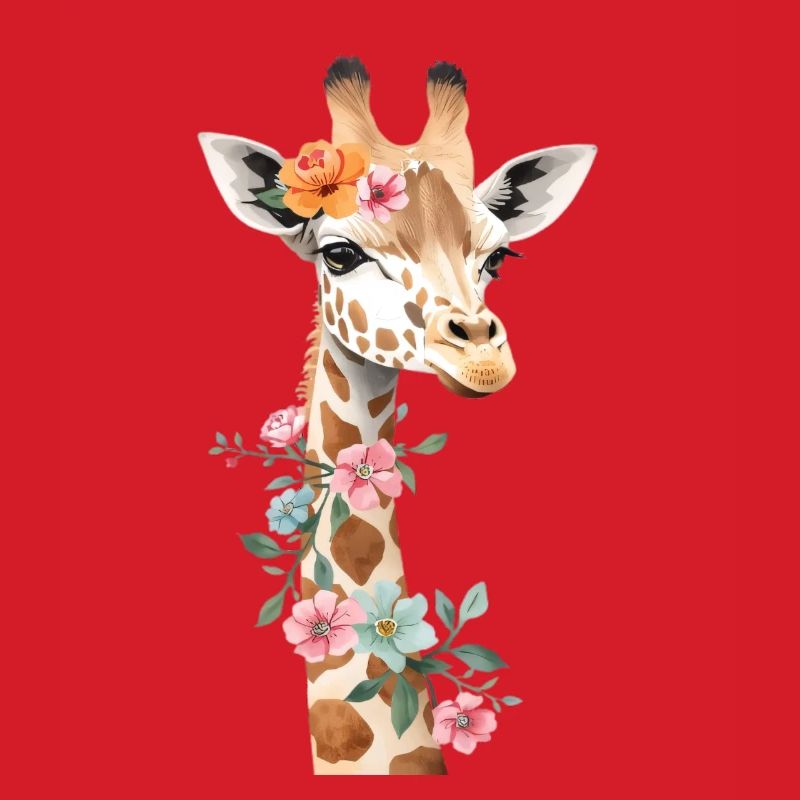 Giraffe mit Blumenkrone