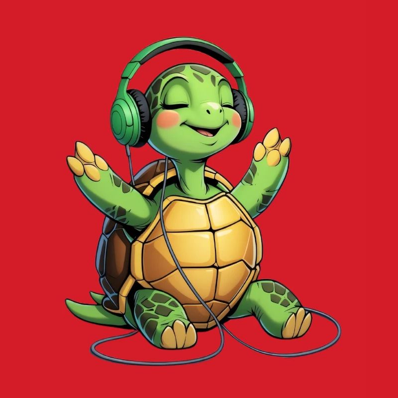 Musikturtle mit Kopfhörern