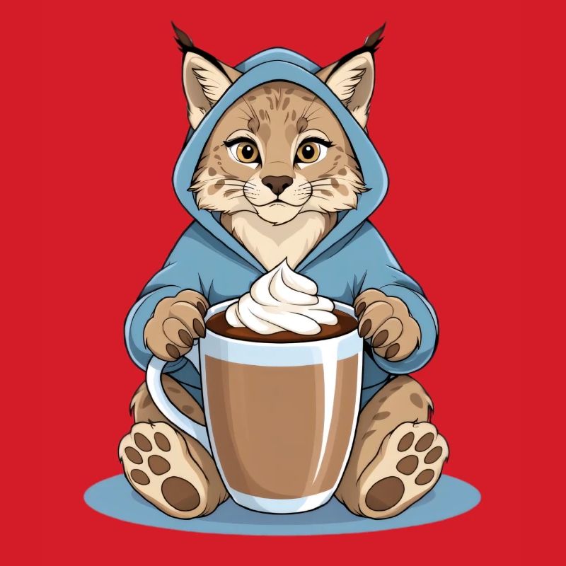 Luchs mit Heissem Getränk