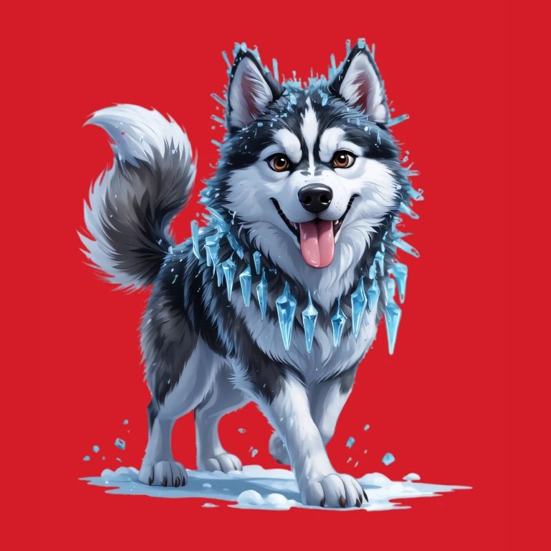 Eis Husky mit Eiskristallkette