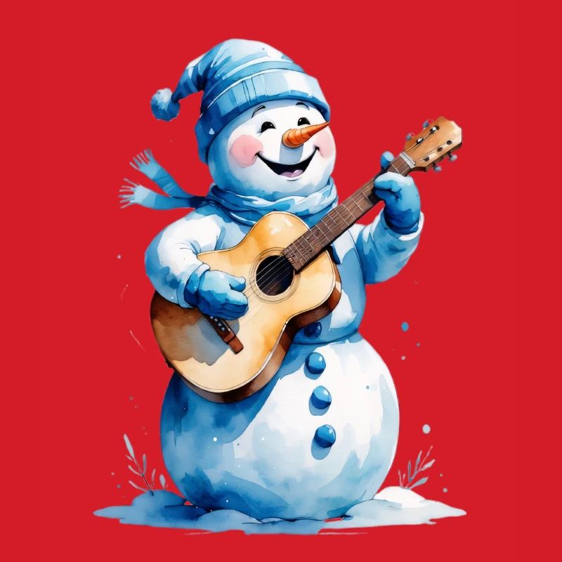 Schneemann mit Gitarre Winterlied
