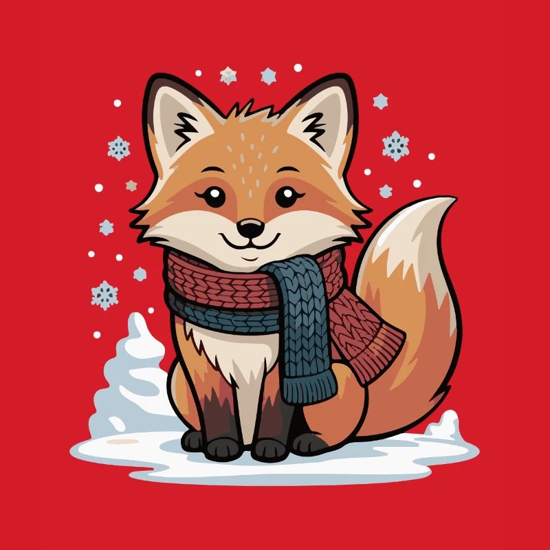 Winterfuchs mit Schal Illustration