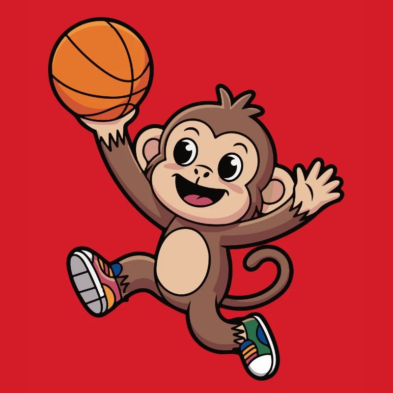 Affe beim Basketball Dunk