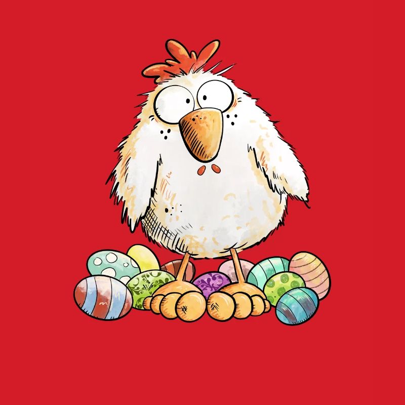 Easter Chicken with Easter Eggs Easter Motif Chickens Fan