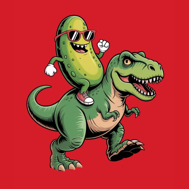 Saure Gurke reitet auf Dinosaurier