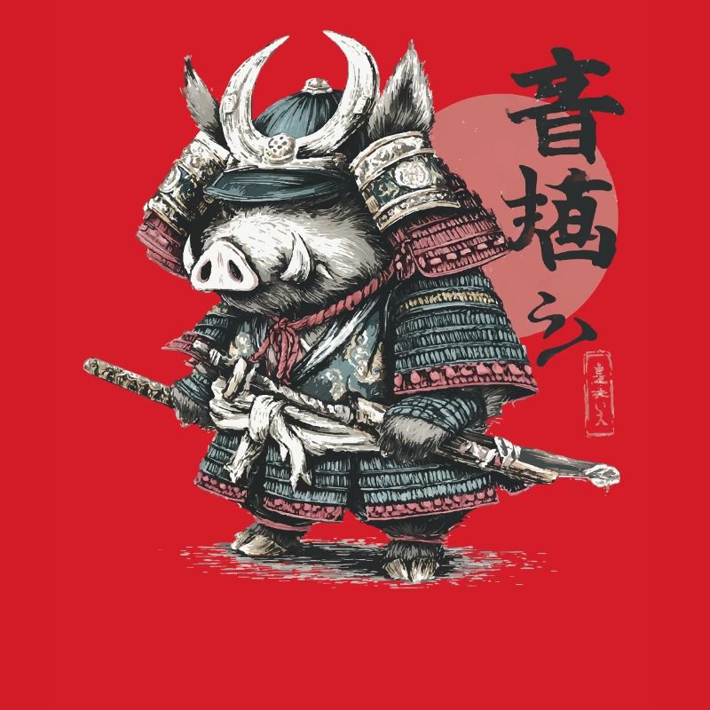 Boar Samurai in Armor Katana