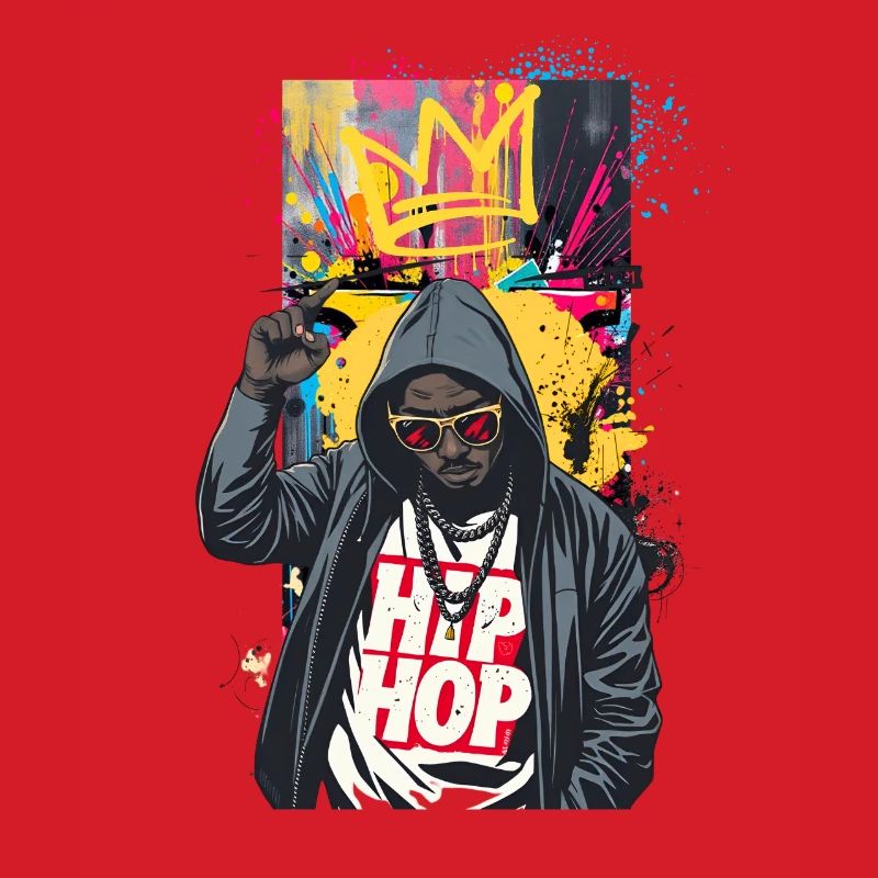 Urbaner Rapper mit bunten Graffitis