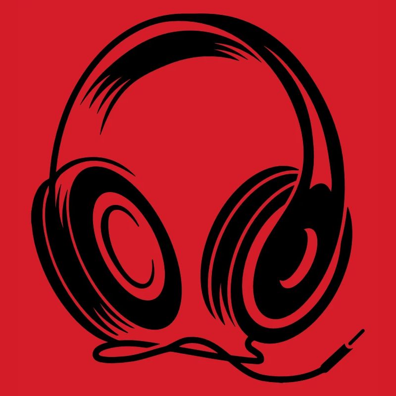 Kopfhörer mit Kabel im Stencil Stil