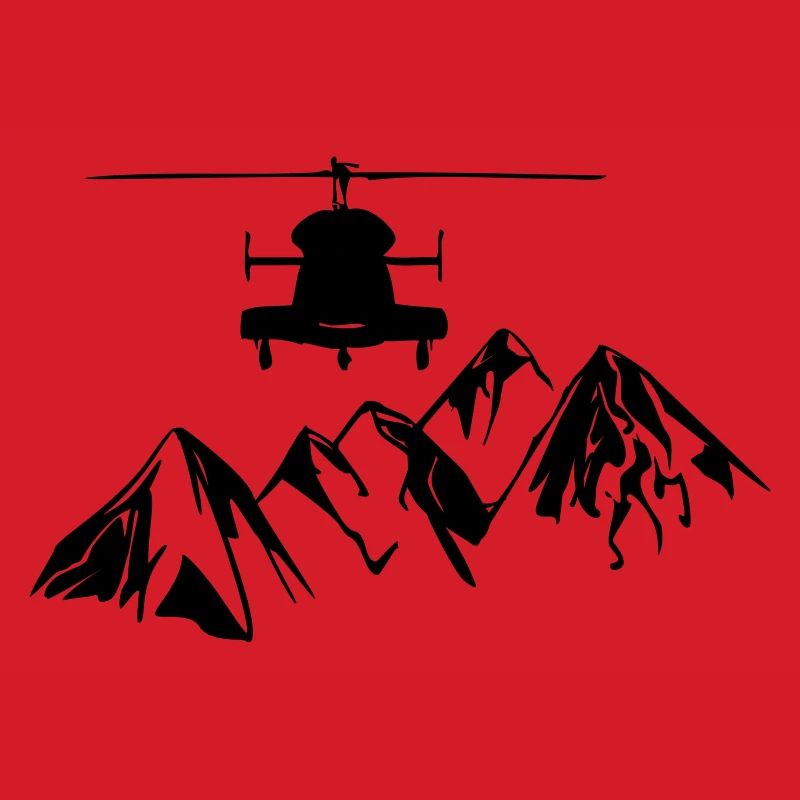 Helikopter mit Bergen
