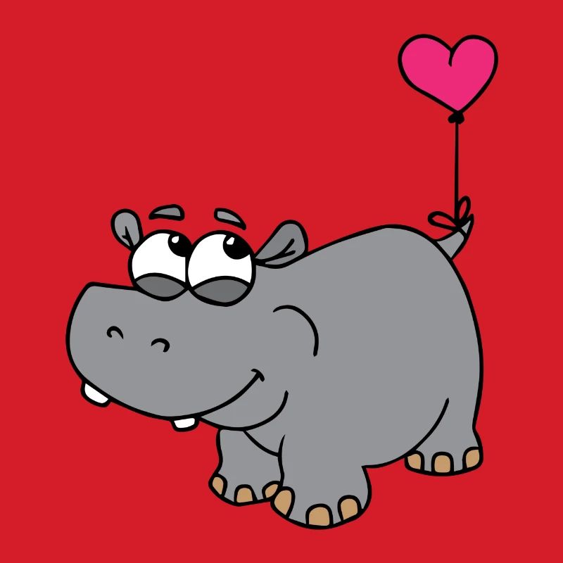 Nilpferd mit Herzballon