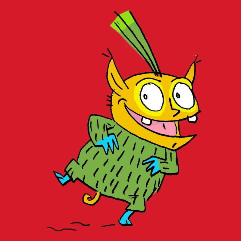 Monstre joyeux en pull vert