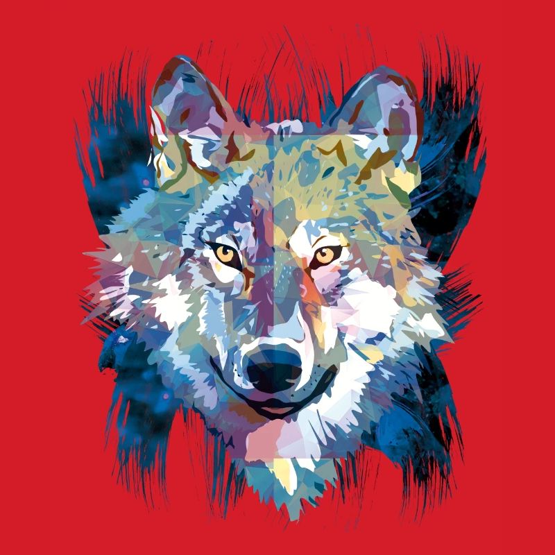 Polygon Wolf - Beautiful grey wolf in blue