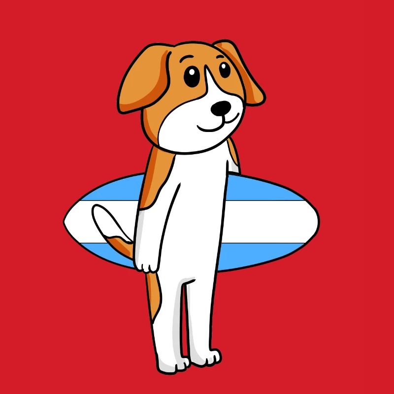 Surfboard Hund Beagle Surfen Geschenk