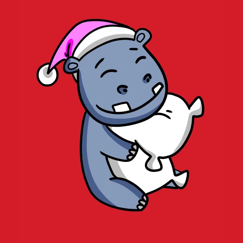 Hippo with pillow and sleeping cap