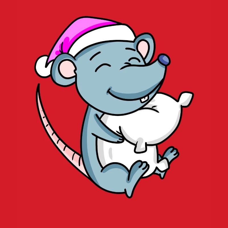 Souris avec oreiller et bonnet de couchage