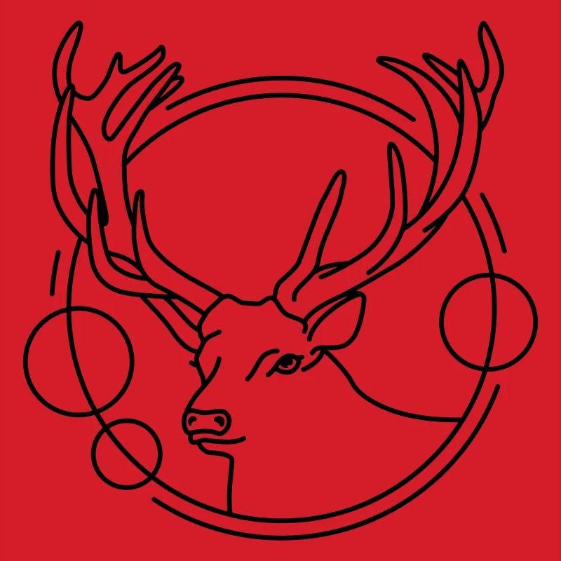 Deer in Geometric Shape - Line Art Design