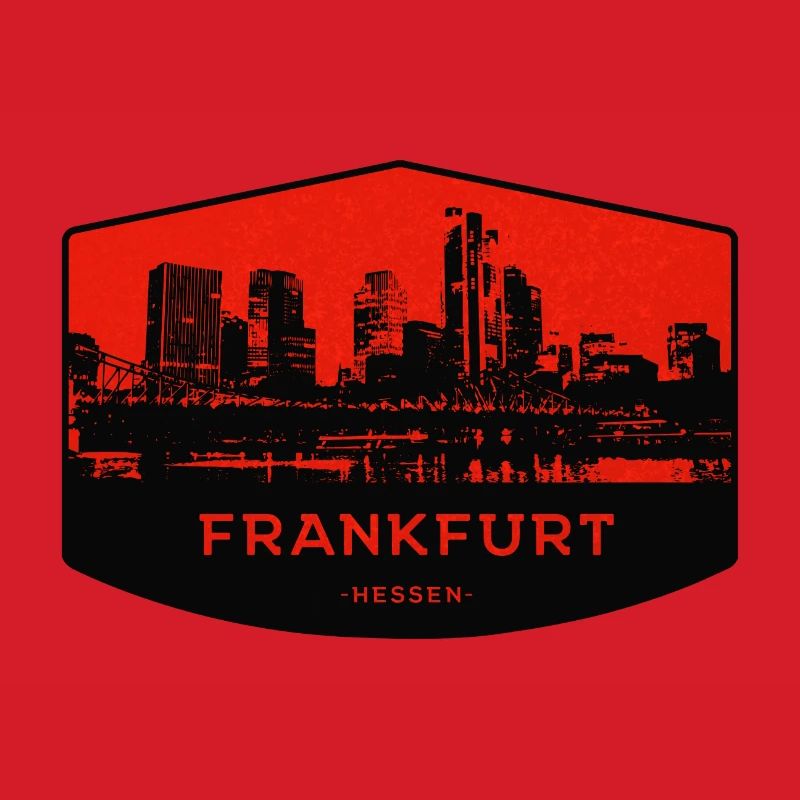 Frankfurt Skyline Patch Red Black